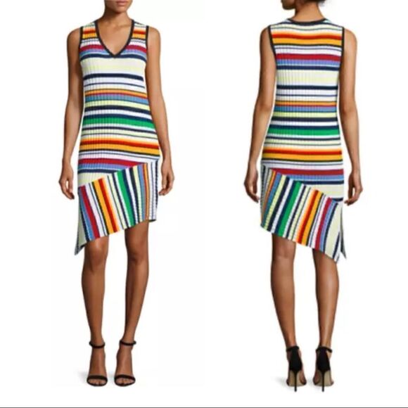 Milly Striped Vneck Dress  - Picture 2 of 11